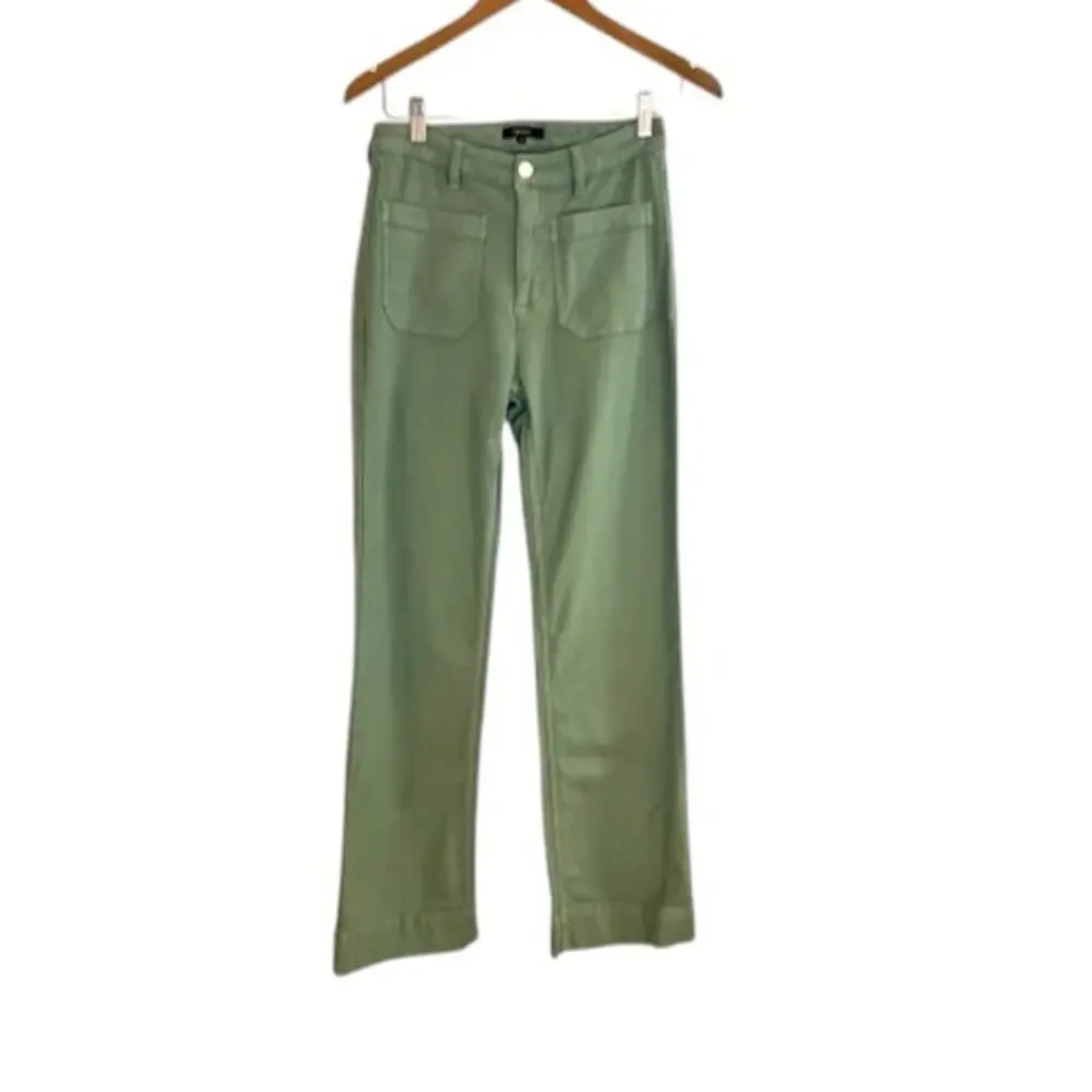 Quince French Terry Wide Leg Pants Size 6 Faded Cargo Green